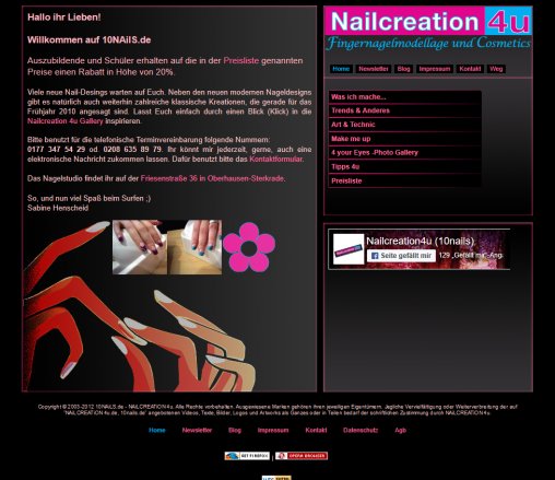 Home of 10nails.de   Nagelstudio NAiLCREATiON 4u  öffnungszeit