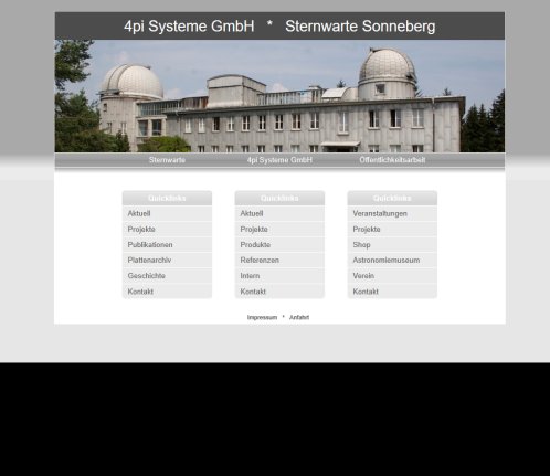 4pi Systeme GmbH / Sternwarte Sonneberg    Startseite 4pi Systeme GmbH öffnungszeit