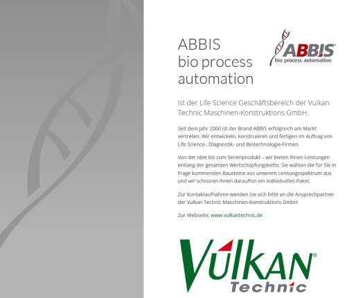 Start | ABBIS · bio process automation a division of Vulkan Technic Maschinen Konstruktions GmbH Erfahrung Start | ABBIS · bio process automation a division of Vulkan Technic Maschinen Konstruktions GmbH Öffnungszeit
