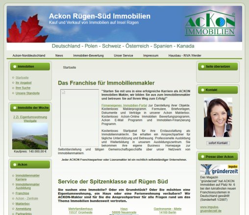 Ackon Ruegen Sued Immobilienmakler Angebote Ruegen  öffnungszeit