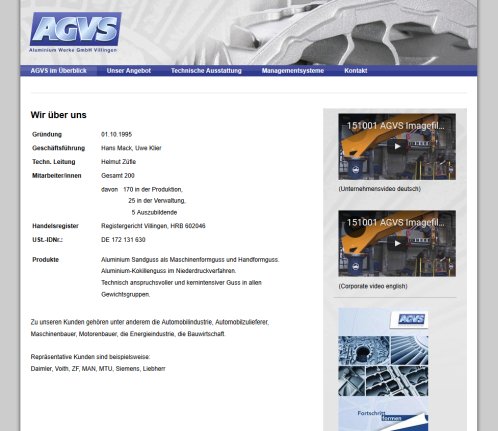 AGVS Aluminium Werke GmbH Villingen  öffnungszeit