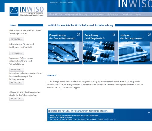 INWISO   Institut für empirische Wirtschafts  und Sozialforschung   Home  öffnungszeit