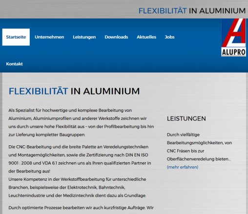 Willkommen bei Alupro ps werbung* GmbH öffnungszeit