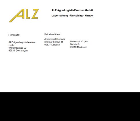 ALZ AgrarLogistikZentrum GmbH   Gerstungen   Dippach   Marksuhl  öffnungszeit