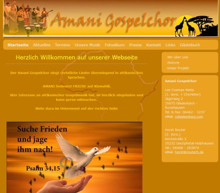 Amani Schalom Frieden auf der ganzen Welt   Amani Gospelchor  &ouml;ffnungszeit