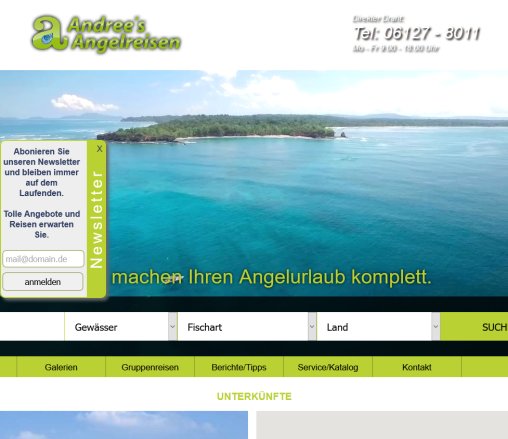 Willkommen auf andrees angelreisen.de Erfahrung Willkommen auf andrees angelreisen.de Öffnungszeit