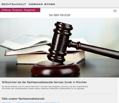 Rechtsanwalt M&uuml;nchen Norman Synek: Home  &ouml;ffnungszeit