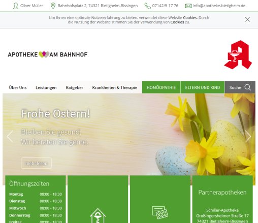 Apotheke am Bahnhof in Bietigheim Bissingen Wolfgang Herzig. Beratung Gesundheit Medikamente Notdienst Erfahrung Apotheke am Bahnhof in Bietigheim Bissingen Wolfgang Herzig. Beratung Gesundheit Medikamente Notdienst Öffnungszeit