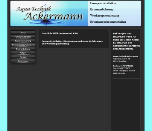 Willkommen bei der Aqua Technik Ackermann in Greußen.  öffnungszeit