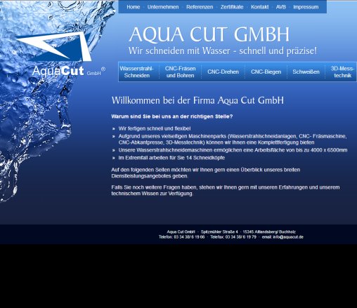 Aqua Cut   Wir schneiden mit Wasser   präzise und schnell  öffnungszeit