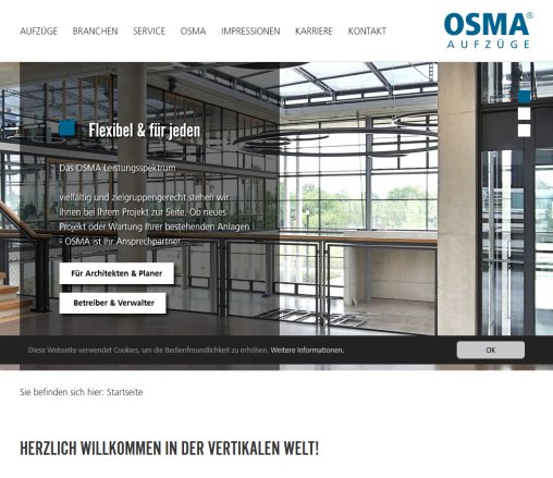 Individuelle Aufzüge von OSMA Aufzüge   OSMA Aufzüge Albert Schenk GmbH & Co. KG öffnungszeit