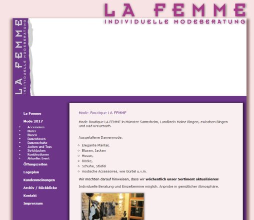 Mode Boutique LA FEMME in Münster Sarmsheim Landkreis Mainz Bingen modisch elegante ausgefallene Damenmode Erfahrung Mode Boutique LA FEMME in Münster Sarmsheim Landkreis Mainz Bingen modisch elegante ausgefallene Damenmode Öffnungszeit