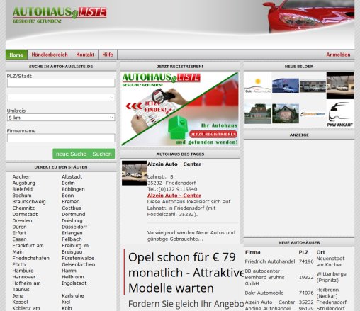 Autohausliste Autohändler und Autohäuser in Deutschland Ihr Autohaus jetzt registrieren und gefunden werden Erfahrung Autohausliste Autohändler und Autohäuser in Deutschland Ihr Autohaus jetzt registrieren und gefunden werden Öffnungszeit