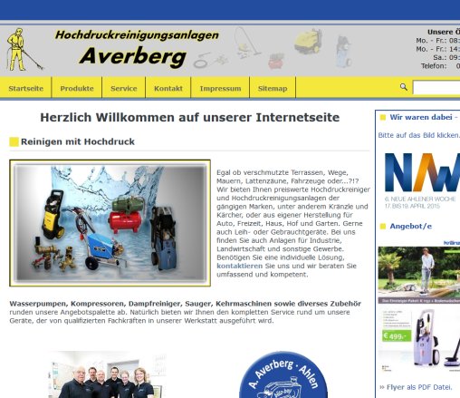 Hochdruckreinigungsanlagen Averberg Ahlen :: Startseite  öffnungszeit