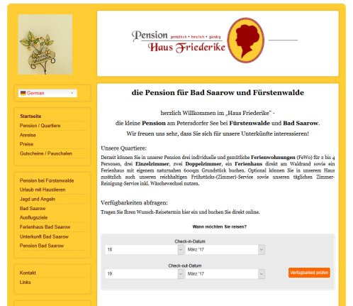 Pension Haus Friederike bei Fürstenwalde und Bad Saarow Erfahrung Pension Haus Friederike bei Fürstenwalde und Bad Saarow Öffnungszeit