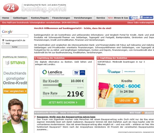 Geldanlage  Bank  Kredit  Versicherung  Finanzierung   Vergleich Portal  öffnungszeit