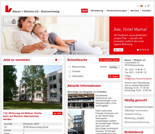 Bauen + Wohnen eG | Bauen + Wohnen eG | Vermietung von Wohnungen in Braunschweig  Schierke und Gatersleben Bauen + Wohnen eG öffnungszeit