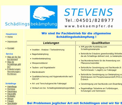 Schädlingsbekämpfung Stevens Erfahrung Schädlingsbekämpfung Stevens Öffnungszeit