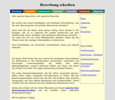 Bewerbung schreiben  öffnungszeit