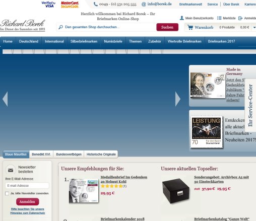 Briefmarken online kaufen | Online Shop   borek.de Richard Borek GmbH & Co. KG öffnungszeit