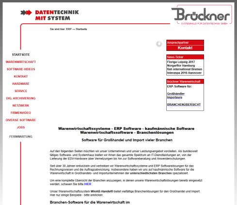 Warenwirtschaftssystem Software Warenwirtschaftssoftware BRÜCKNER   ERP Brückner Systemhaus für Datentechnik GmbH öffnungszeit