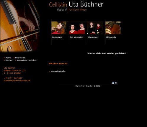 Cellistin Uta Büchner: Homepage  öffnungszeit