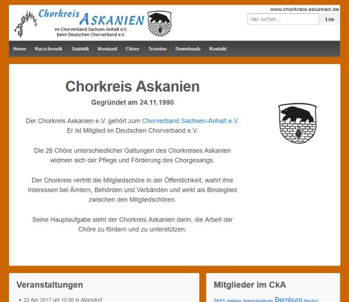 Chorkreis Askanien   im Chorverband Sachsen Anhalt e.V.  öffnungszeit