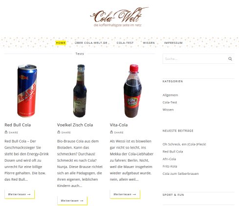Cola Welt   die koffeinhaltigste Seite im Netz  öffnungszeit
