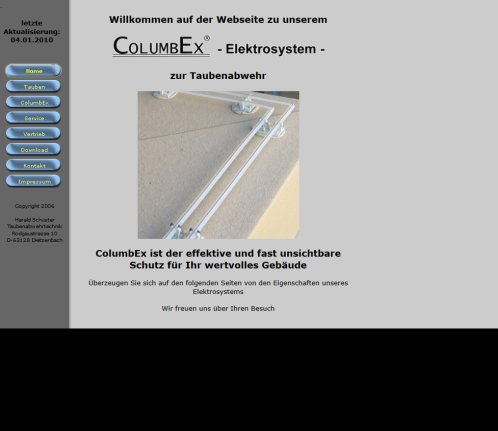 Columbex Elektrosystem  das effektive elektrische Taubenabwehrsystem  &ouml;ffnungszeit