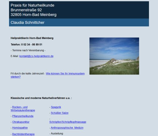 Heilpraktikerin Claudia Schnittcher Horn Bad Meinberg Entspannungstherapie Rückenbeschwerden Migräne Schlafstörungen Pflanzenheilkunde Homöopathie Augendiagnose Kinesiologie Spagyrik Erfahrung Heilpraktikerin Claudia Schnittcher Horn Bad Meinberg Entspannungstherapie Rückenbeschwerden Migräne Schlafstörungen Pflanzenheilkunde Homöopathie Augendiagnose Kinesiologie Spagyrik Öffnungszeit