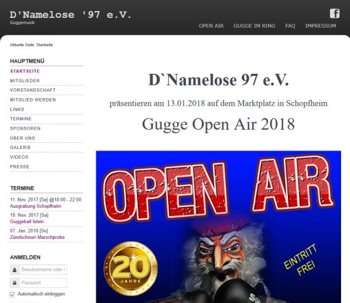 Guggemusik D'Namelose '97 e.V. Guggemusik D'Namelose '97 e.V. öffnungszeit