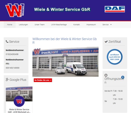 Willkommen bei der Wiele & Winter Service GbR Wiele & Winter Service GbR öffnungszeit