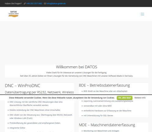 DATOS Computer GmbH   Industriesoftware   DNC   MDE   BDE   Editoren   Datenübertragung zwischen PC und CNC Maschine per LAN  FUNK  DECT  RS232 DATOS Computer GmbH öffnungszeit