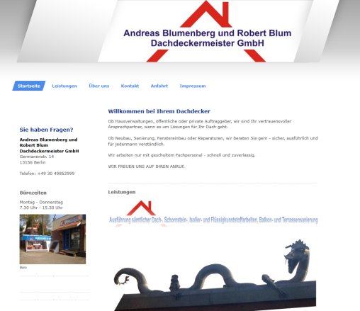 Andreas Blumenberg & Robert Blum Dachdeckermeister GmbH   Startseite Andreas Blumenberg und Robert Blum Dachdeckermeister GmbH öffnungszeit