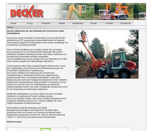 Decker Arbeitsbühnen Decker GmbH › Broschüre Limburg an der Lahn