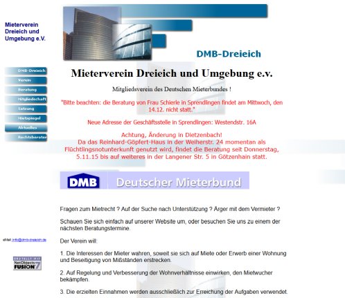 DMB Dreieich Mieterverein Dreieich und Umgebung e.V. öffnungszeit