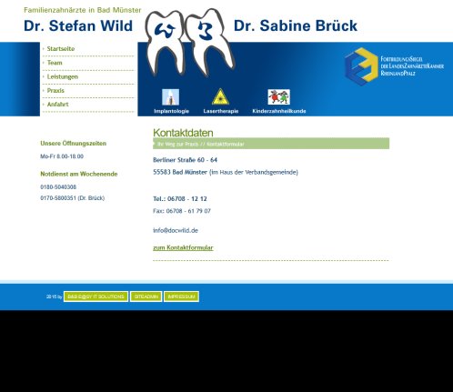 Familienzahnärzte Dr. med. dent. Sabine Brück Dr. med. dent. Stefan Wild Bad Münster am Stein / Ebernburg Erfahrung Familienzahnärzte Dr. med. dent. Sabine Brück Dr. med. dent. Stefan Wild Bad Münster am Stein / Ebernburg Öffnungszeit