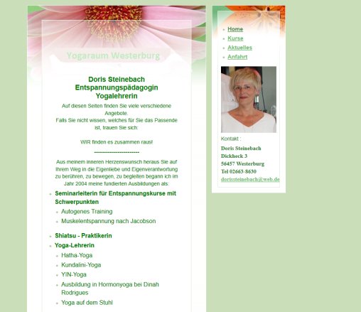 Doris Steinebach   Yoga Lehrerin   Hormon Yoga   Shiatsu   Entspannungspädagogin  öffnungszeit