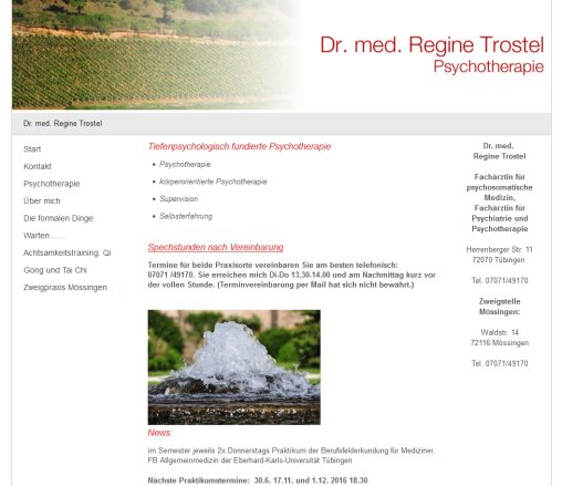 Dr. med. Regine Trostel   Psychotherapie Tübingen  FA für Psychiatrie Dr. Regine Trostel  öffnungszeit