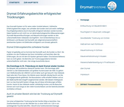 Drymat Erfahrungsberichte erfolgreicher Trocknungen  öffnungszeit