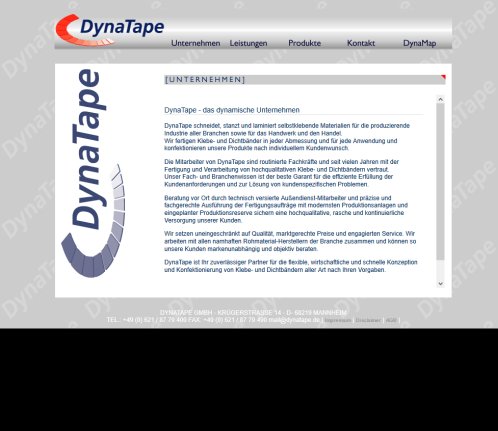 Dyna Tape GmbH | Schneiden | Stanzen | Kleben | Klebetechnik  Formstanzteile  selbstklebende Formstanzteile  converter  Klebeband  öffnungszeit