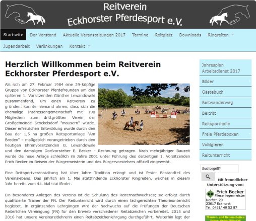 www.eckhorster pferdesport.de  Home  öffnungszeit