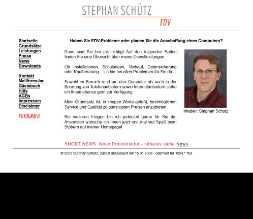 Stephan Schütz: EDV + Computer (Startseite) Erfahrung Stephan Schütz: EDV + Computer (Startseite) Öffnungszeit