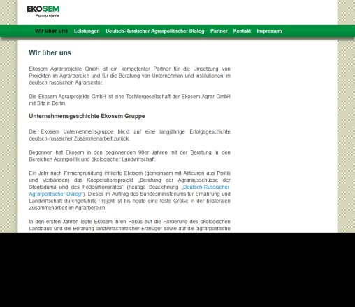 EKOSEM Beratung GmbH  kompetenter Partner für Projekte im deutsch   russischen Agrarbereich  öffnungszeit
