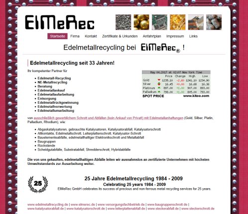 www.elmerec edelmetallrecycling.de | ElMeRec GmbH | Willkommen  öffnungszeit