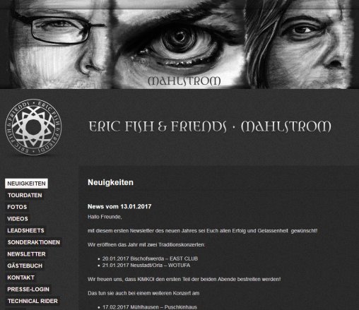 Eric Fish Neuigkeiten Erfahrung Eric Fish Neuigkeiten Öffnungszeit