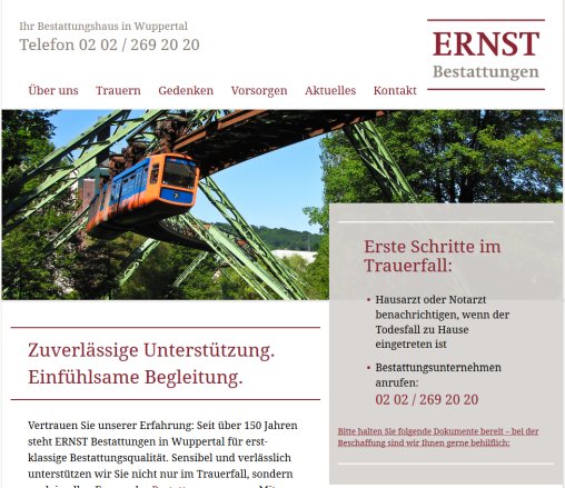 ERNST Bestattungen Wuppertal Wilkommen Erfahrung ERNST Bestattungen Wuppertal Wilkommen Öffnungszeit
