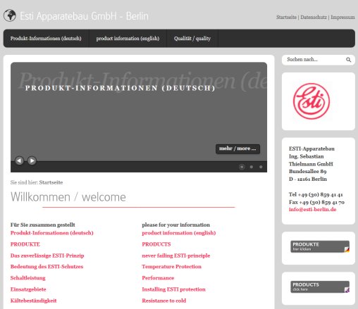 Willkommen / welcome Esti Apparatebau GmbH öffnungszeit