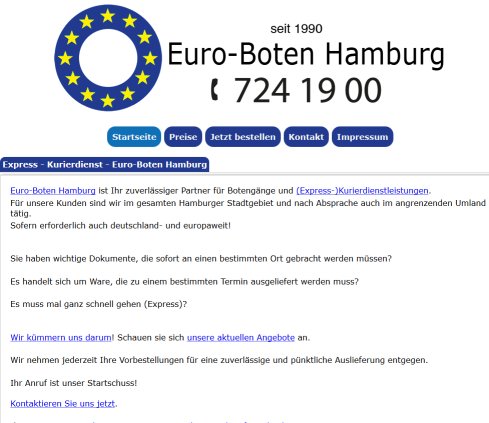 Kurierdienst Euro-Boten Hamburg Erfahrung Kurierdienst Euro-Boten Hamburg Öffnungszeit