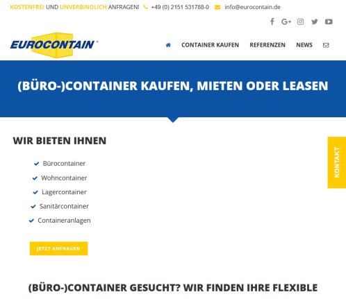 Container Mietcontainer mieten kaufen bei Eurocontain Eurocontain GmbH öffnungszeit